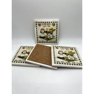 Coaster Set 4 Pack Vintage, Friends Like You Rag Doll And Teddy Bear